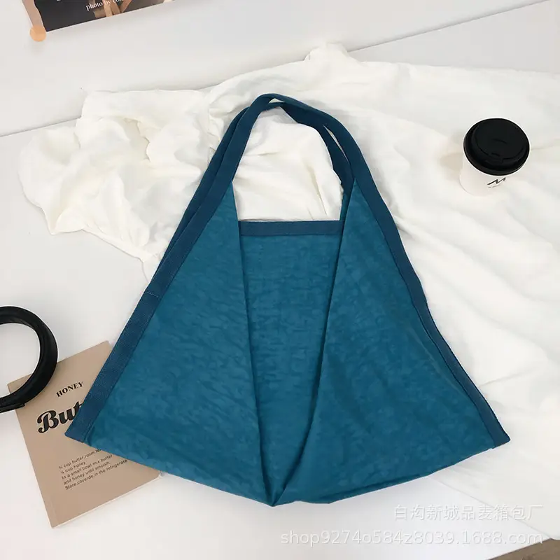 Women Washed Fabric Large Shoulder Bag Blue 2026 - Image 6