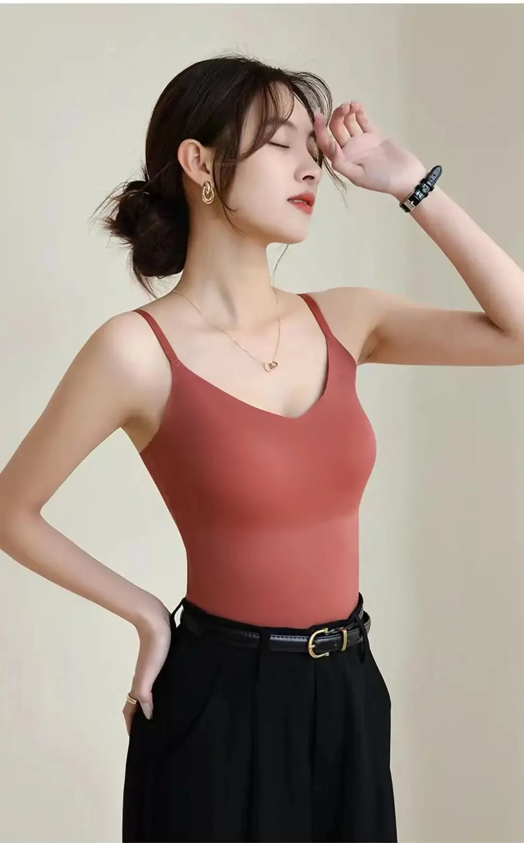 6617 Sling Long Vest Sling Women's Inner Wear with Chest Pad Outer Wear Ice Silk Beautiful Back Slim Bottoming Top for Women — feature 17