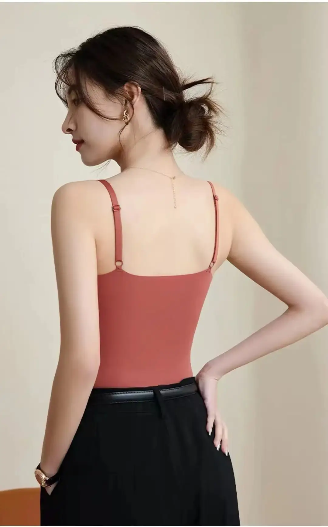 6617 Sling Long Vest Sling Women's Inner Wear with Chest Pad Outer Wear Ice Silk Beautiful Back Slim Bottoming Top for Women — feature 18