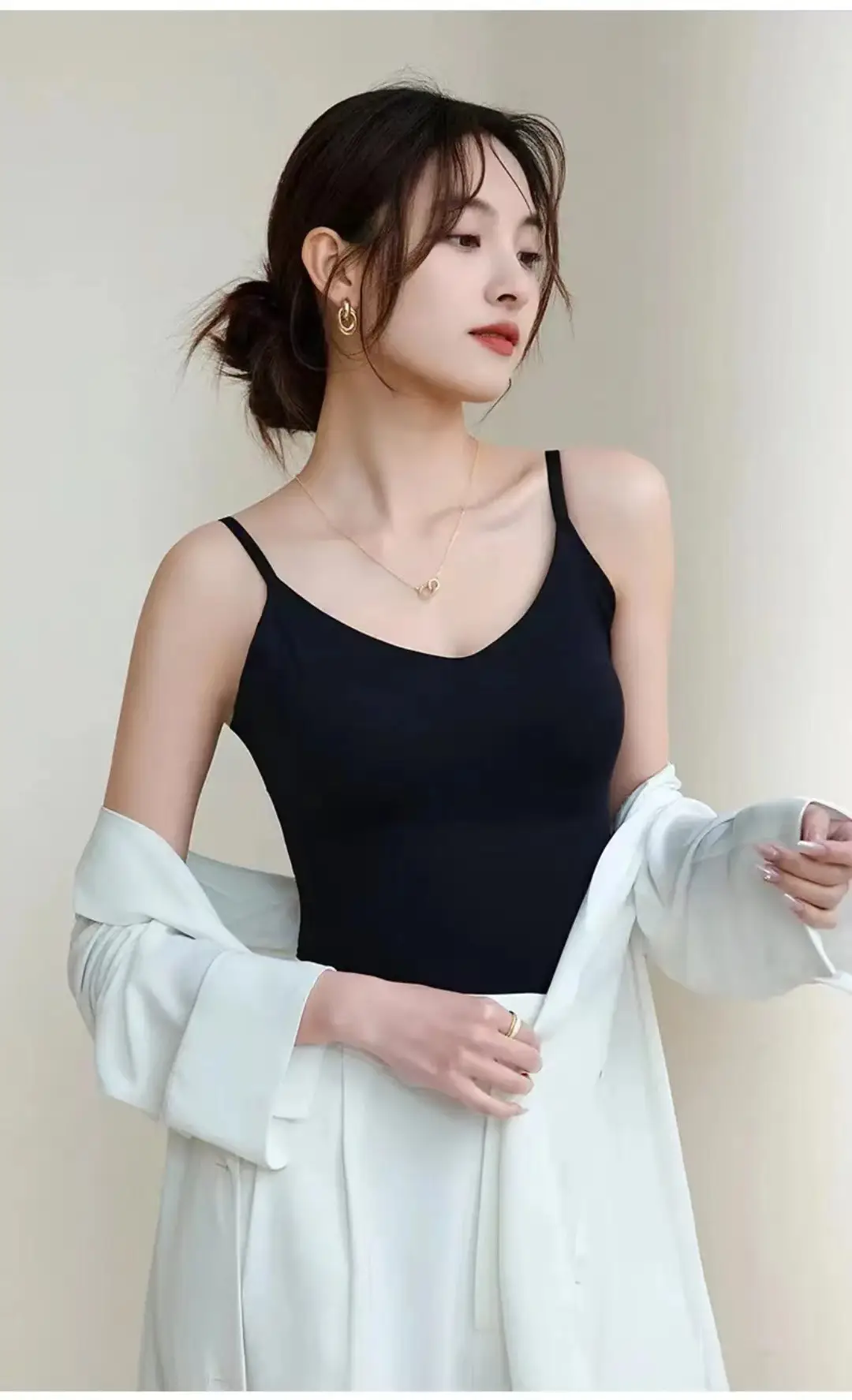 6617 Sling Long Vest Sling Women's Inner Wear with Chest Pad Outer Wear Ice Silk Beautiful Back Slim Bottoming Top for Women — feature 23
