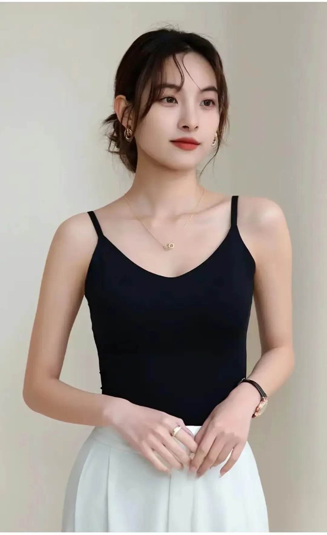 6617 Sling Long Vest Sling Women's Inner Wear with Chest Pad Outer Wear Ice Silk Beautiful Back Slim Bottoming Top for Women — feature 24