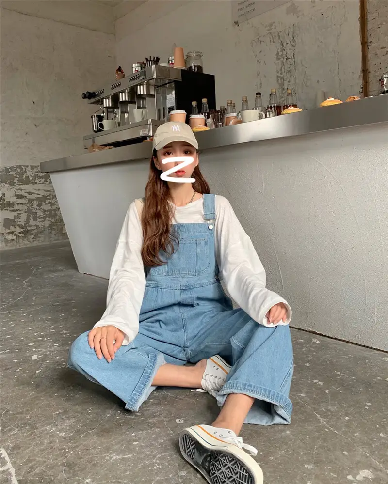 Korean Style Denim Overalls for Women 2025 Spring and Autumn High-Waisted Straight Wide-Leg Floor-Length Jumpsuit with Drape Effect Jeans — feature 10