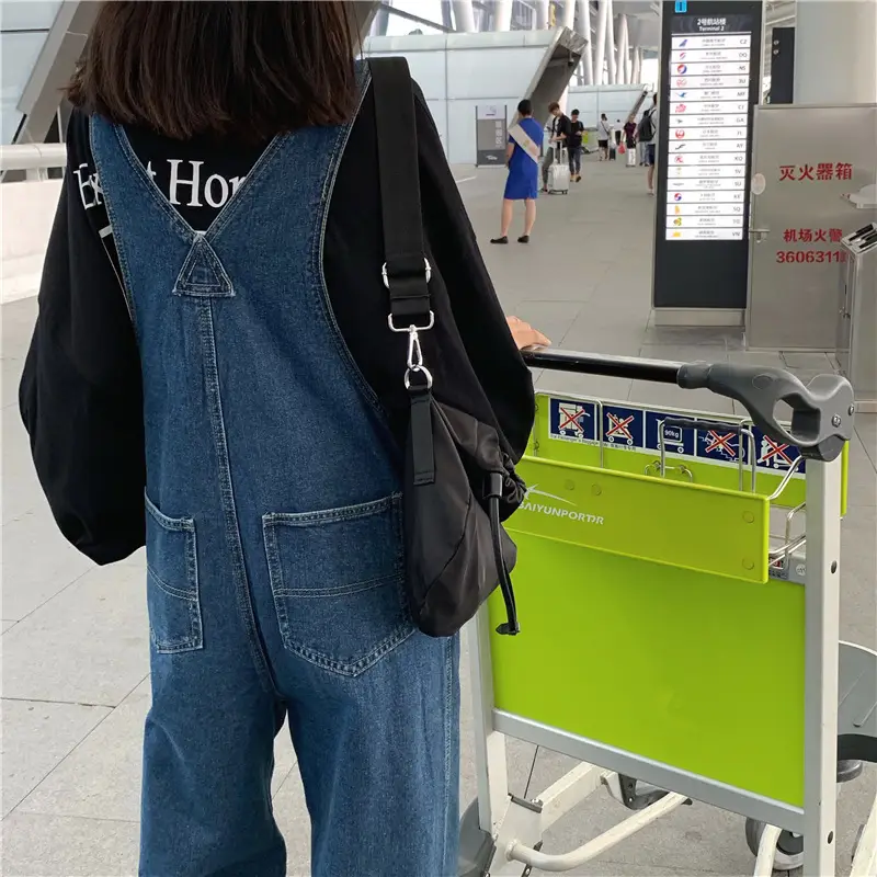 Korean Style Denim Overalls for Women 2025 Spring and Autumn High-Waisted Straight Wide-Leg Floor-Length Jumpsuit with Drape Effect Jeans — feature 5