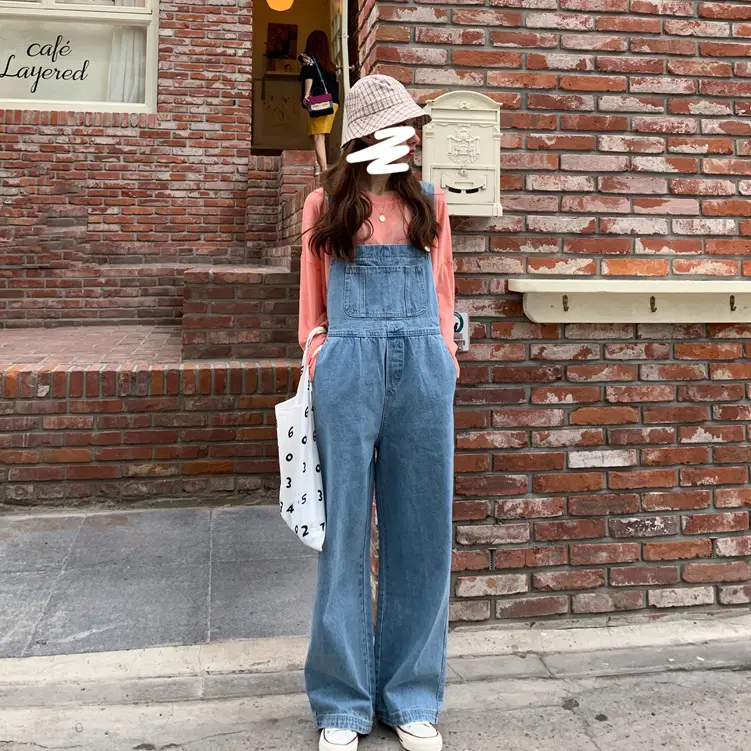 Korean Style Denim Overalls for Women 2025 Spring and Autumn High-Waisted Straight Wide-Leg Floor-Length Jumpsuit with Drape Effect Jeans — feature 9