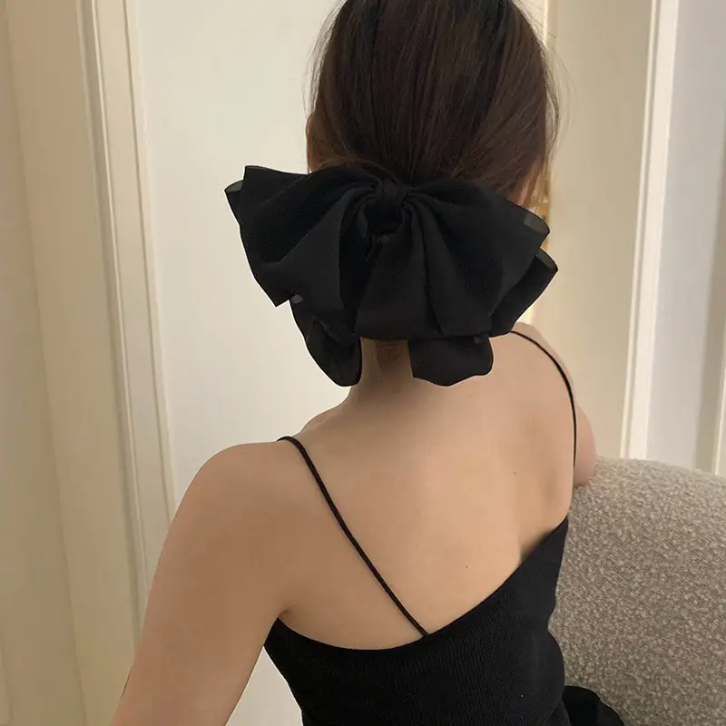 Black Big Bow Hairpin for Women - Image 5