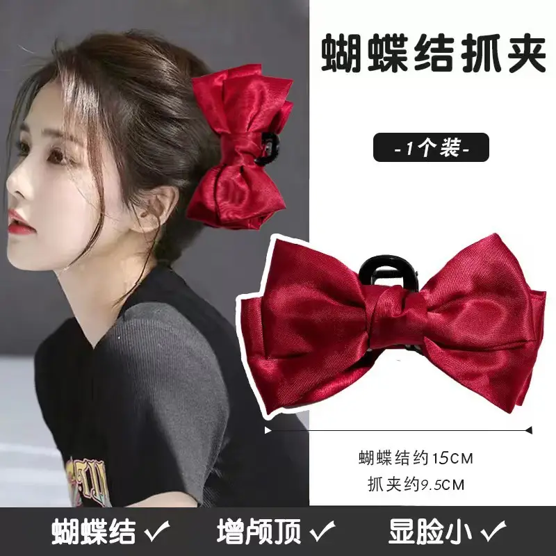 Black Big Bow Hairpin for Women - Image 3