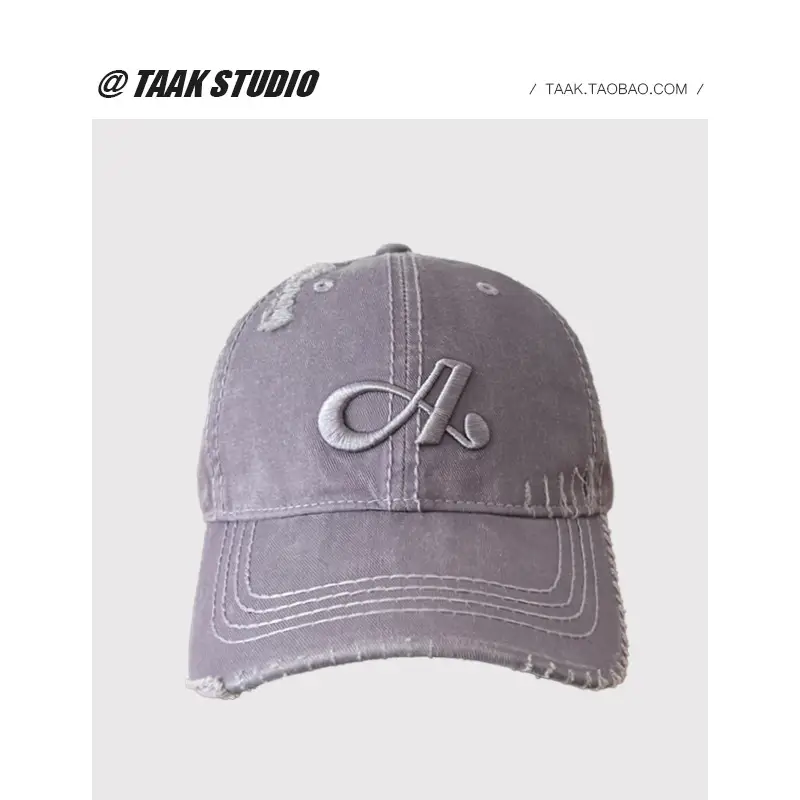 American Retro Ripped Baseball Cap Women Spring Summer