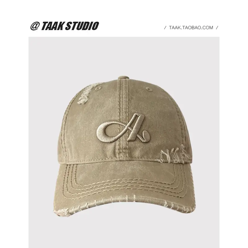 American Retro Ripped Baseball Cap Women Spring Summer