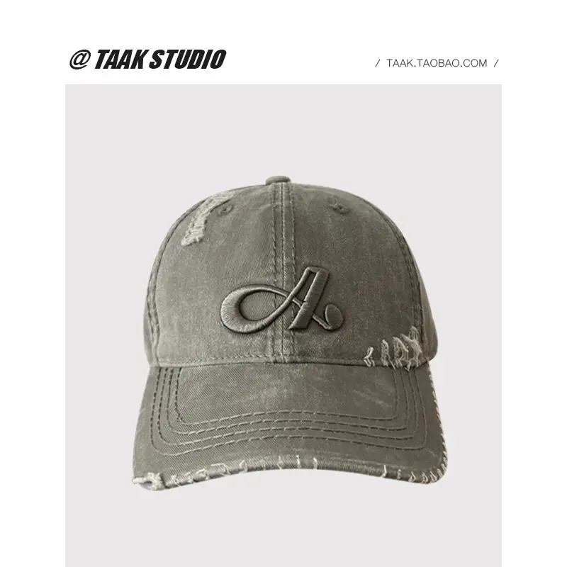 American Retro Ripped Baseball Cap Women Spring Summer