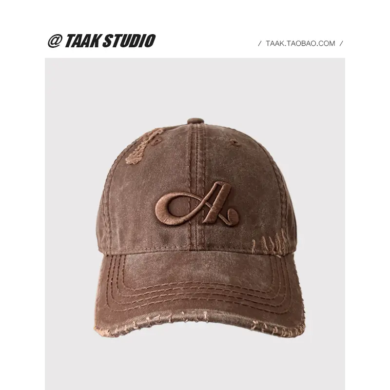 American Retro Ripped Baseball Cap Women Spring Summer