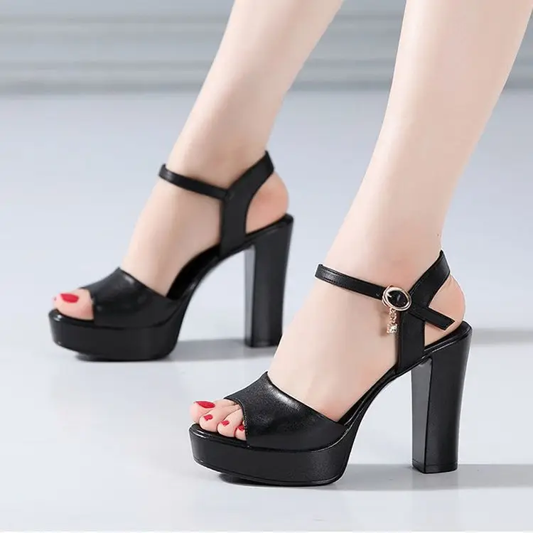 2024 Black Thick Heel Sandals with Buckle Closure — feature 15