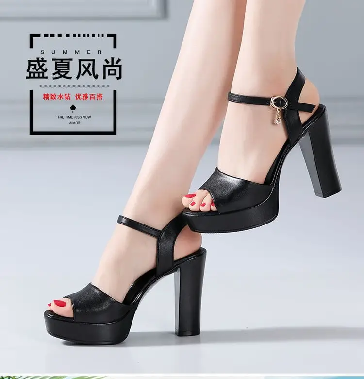 2024 Black Thick Heel Sandals with Buckle Closure — feature 1