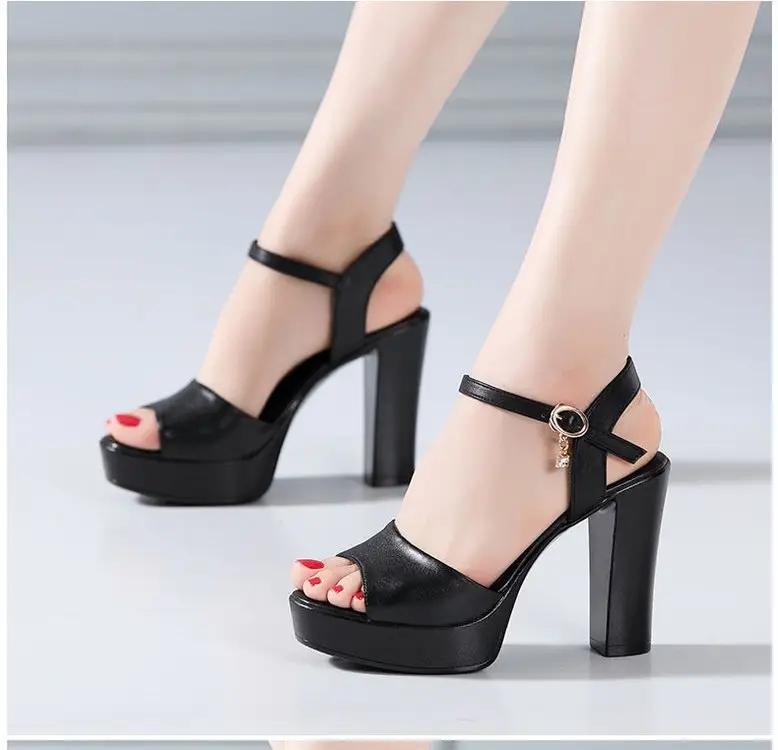 2024 Black Thick Heel Sandals with Buckle Closure — feature 8