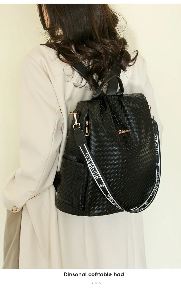 Brown Woven Travel Backpack for Women Large Capacity — feature 20