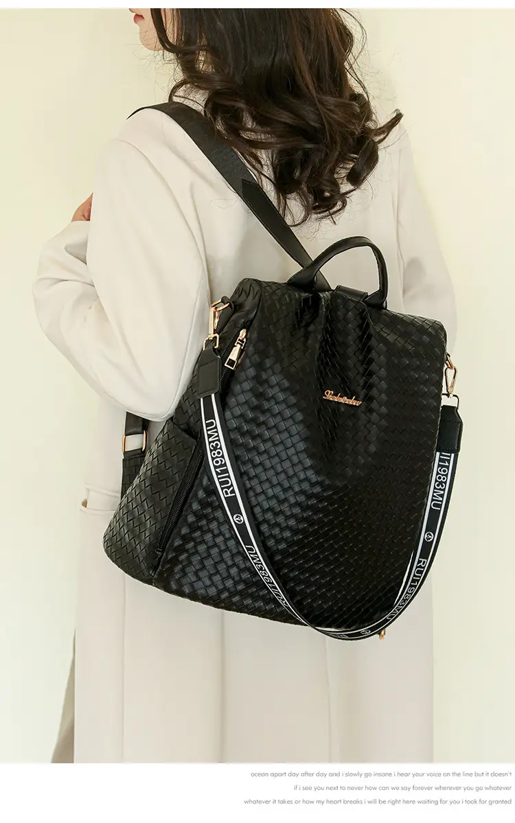 Brown Woven Travel Backpack for Women Large Capacity — feature 21