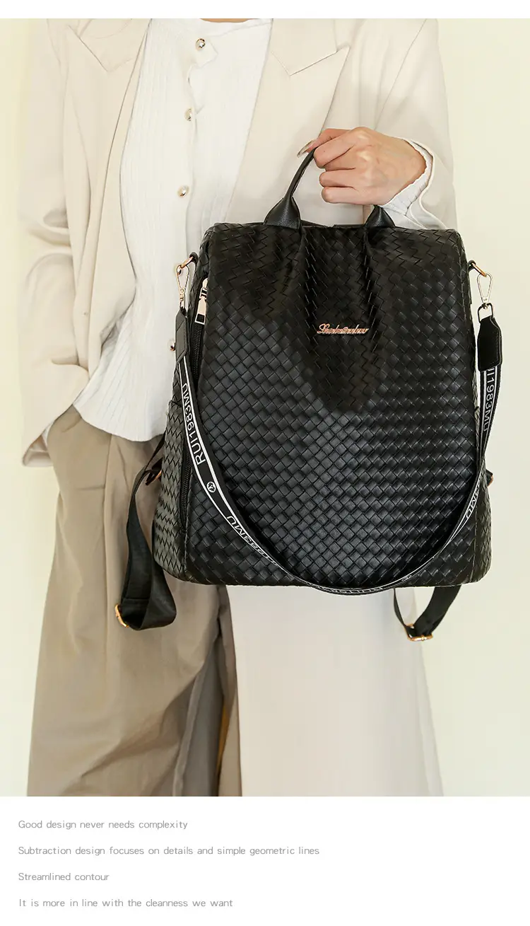 Brown Woven Travel Backpack for Women Large Capacity — feature 23