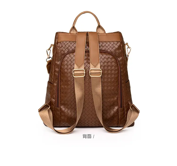 Brown Woven Travel Backpack for Women Large Capacity — feature 30