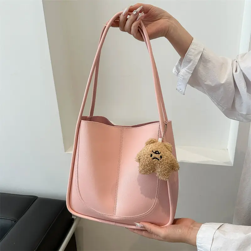 Women's Pink Leather Shoulder Bag 2024 Spring New - Image 11