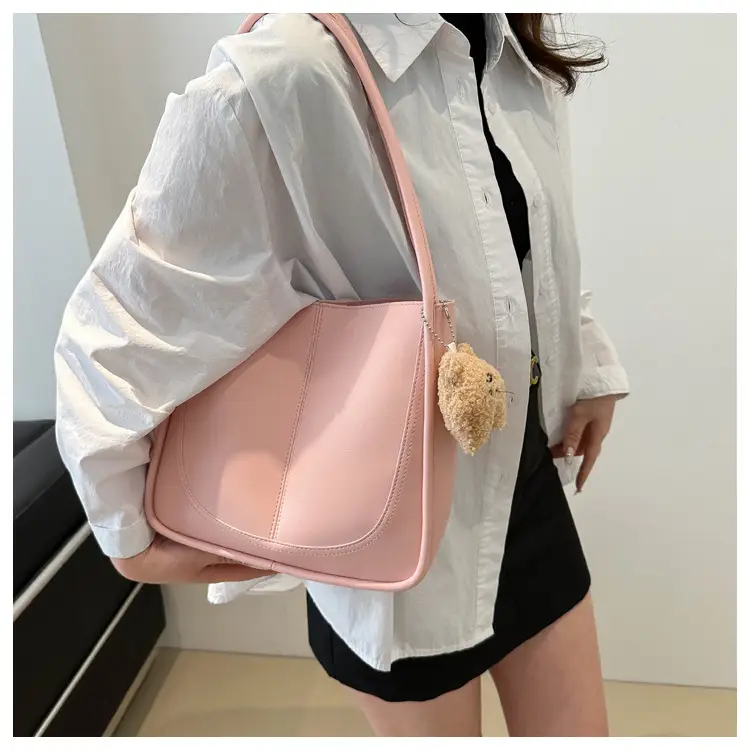 Women's Pink Leather Shoulder Bag 2024 Spring New — feature 14