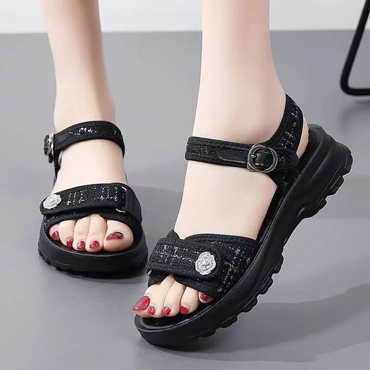 Thick-soled sandals and slippers for women's outdoor wear 2024 summer new style muffin beach shoes online popular thick-soled height-increasing slippers for women — feature 12