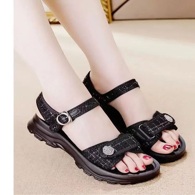 Thick-soled sandals and slippers for women's outdoor wear 2024 summer new style muffin beach shoes online popular thick-soled height-increasing slippers for women — feature 14