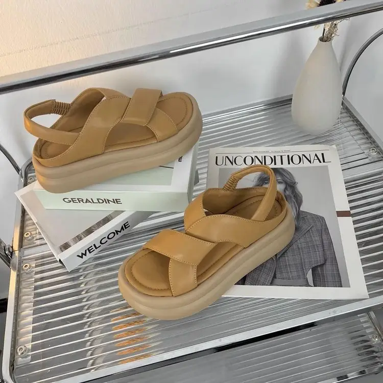 2024 Black Open Toe Sandals with Thick Sole - Image 7