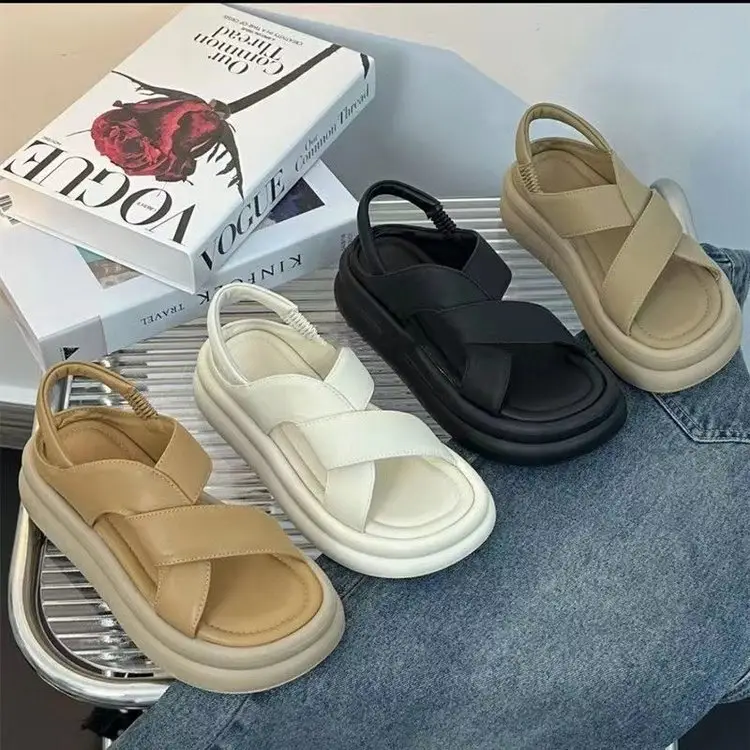 2024 Black Open Toe Sandals with Thick Sole — feature 1