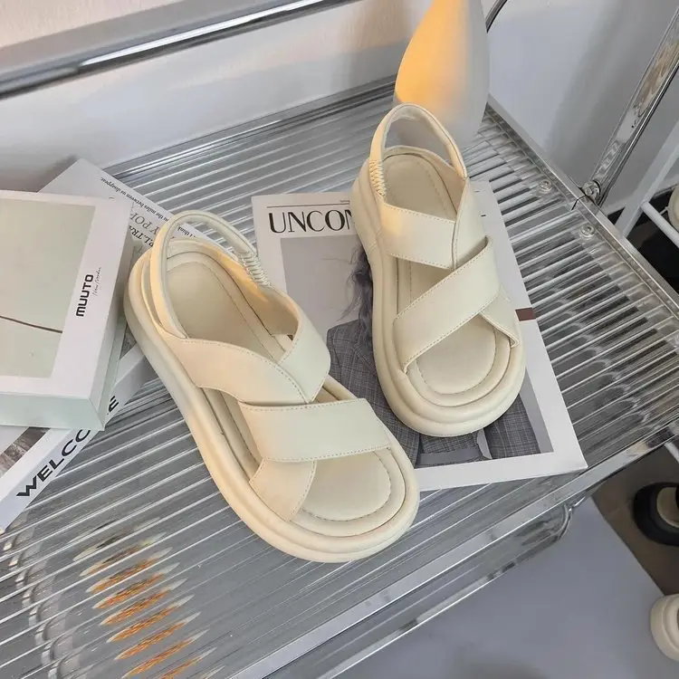 2024 Black Open Toe Sandals with Thick Sole - Image 4