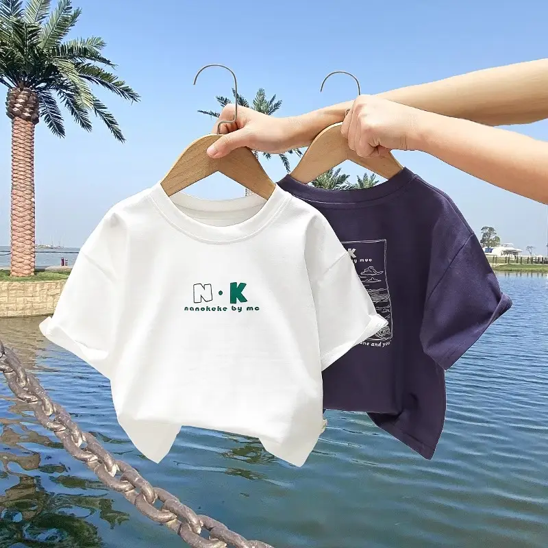 Kids Cotton Short Sleeve T-Shirt White Purple New Arrival