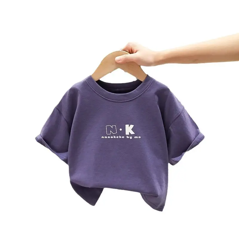 Kids Cotton Short Sleeve T-Shirt White Purple New Arrival