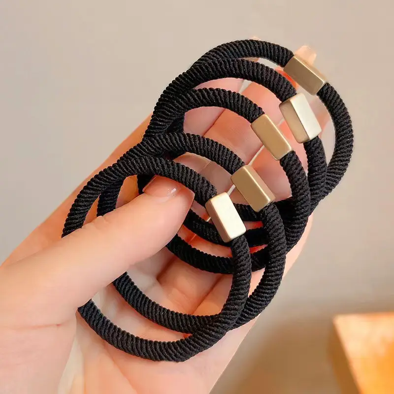 Flat buckle rubber band [black 5 pieces]