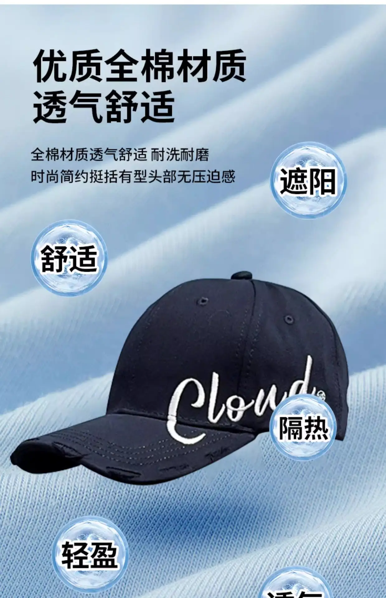 2024 New High Cranial Top Baseball Cap Wide Brim Big Face Sun Hat Women's Sunscreen Big Head Embroidered Duck Tongue Hat — feature 17