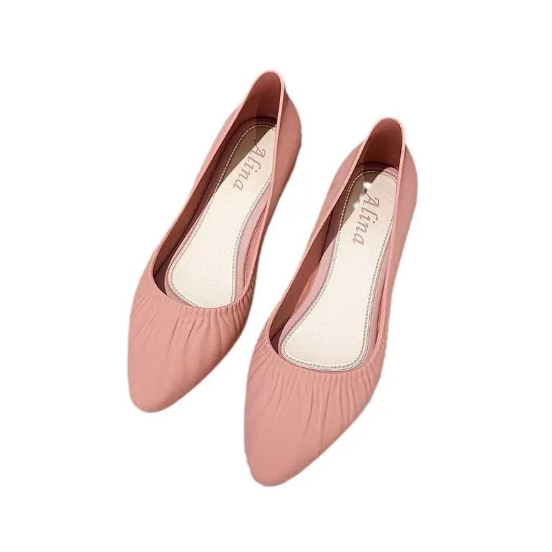 Spring New Korean Pointed Toe Shallow Mouth Sandals Frosted Shoes Wedge Mid-heel Joker Fashion Work Shoes Wholesale - Image 7