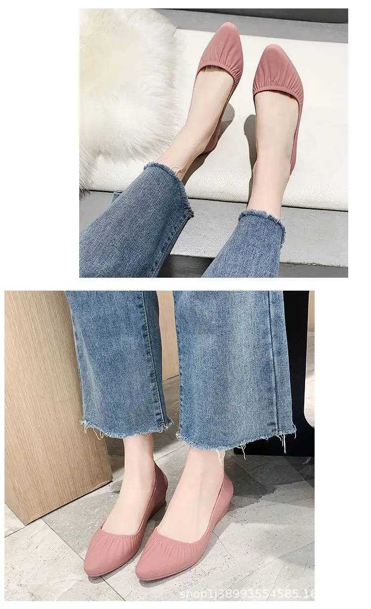 Spring New Korean Pointed Toe Shallow Mouth Sandals Frosted Shoes Wedge Mid-heel Joker Fashion Work Shoes Wholesale — feature 15