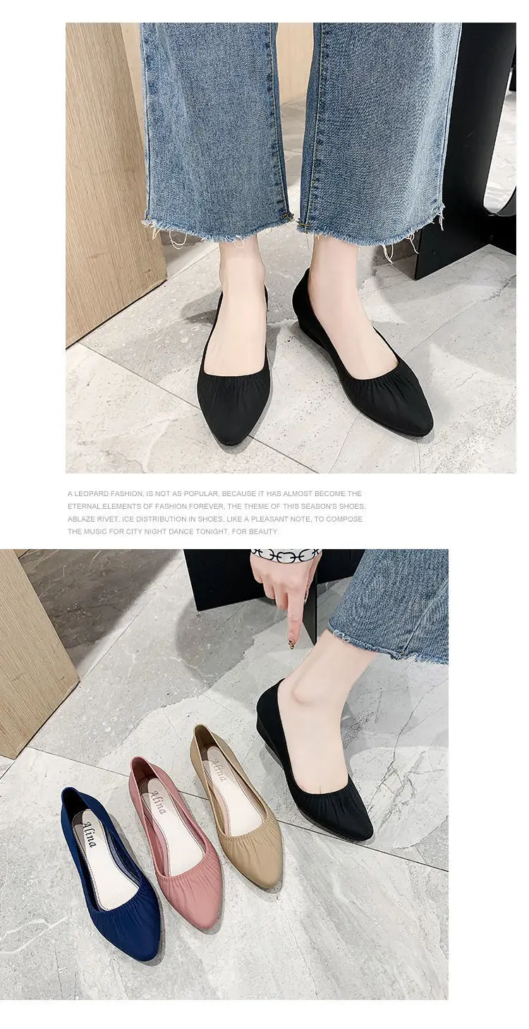 Spring New Korean Pointed Toe Shallow Mouth Sandals Frosted Shoes Wedge Mid-heel Joker Fashion Work Shoes Wholesale — feature 17