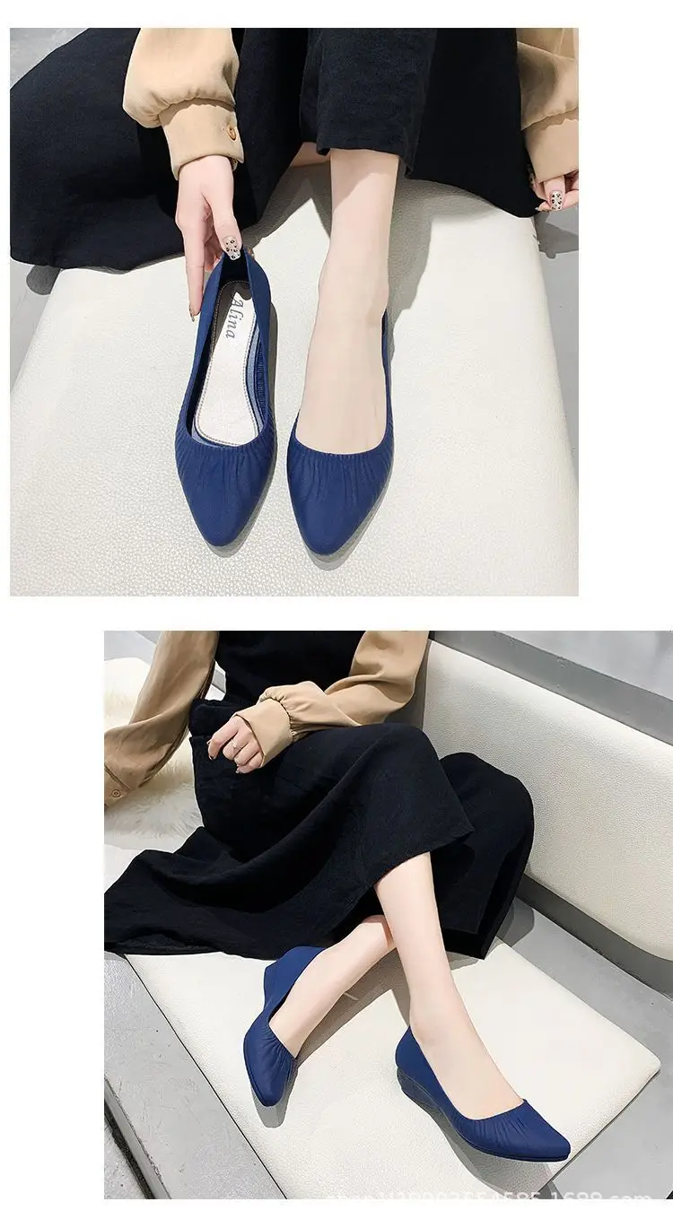 Spring New Korean Pointed Toe Shallow Mouth Sandals Frosted Shoes Wedge Mid-heel Joker Fashion Work Shoes Wholesale — feature 20