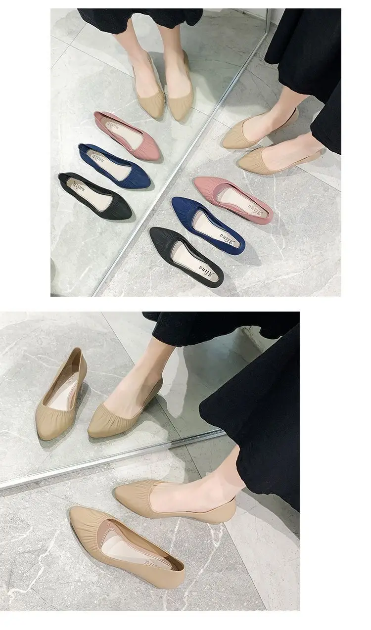 Spring New Korean Pointed Toe Shallow Mouth Sandals Frosted Shoes Wedge Mid-heel Joker Fashion Work Shoes Wholesale — feature 22