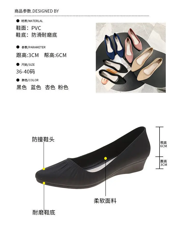 Spring New Korean Pointed Toe Shallow Mouth Sandals Frosted Shoes Wedge Mid-heel Joker Fashion Work Shoes Wholesale — feature 4
