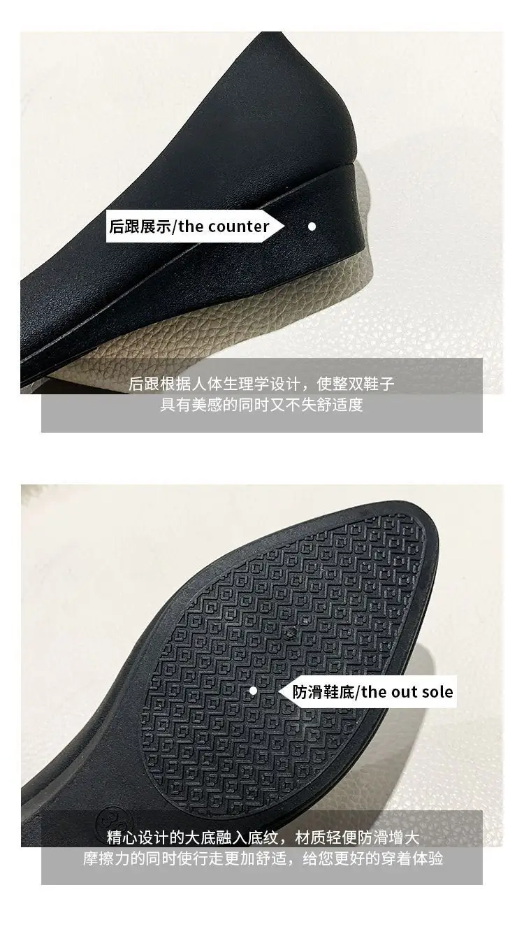 Spring New Korean Pointed Toe Shallow Mouth Sandals Frosted Shoes Wedge Mid-heel Joker Fashion Work Shoes Wholesale — feature 6