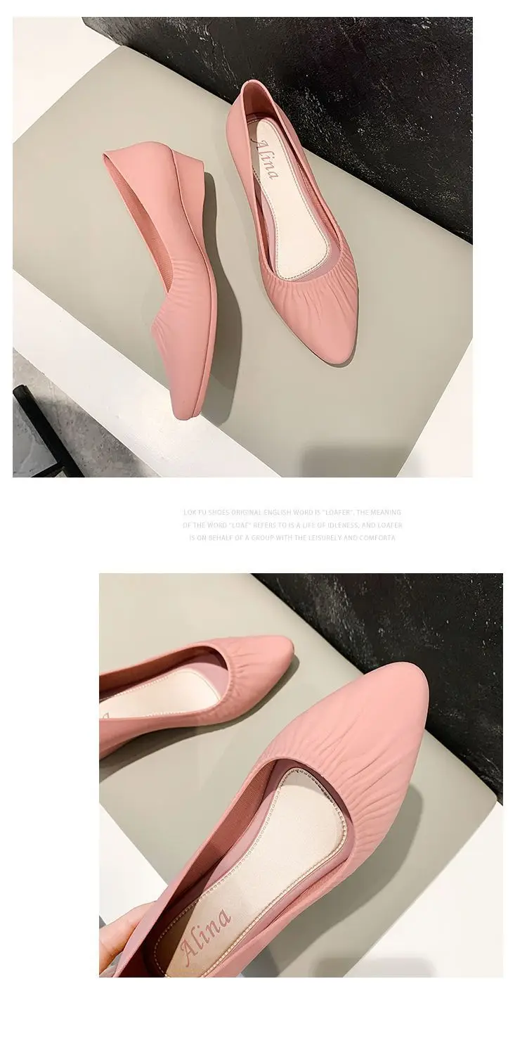 Spring New Korean Pointed Toe Shallow Mouth Sandals Frosted Shoes Wedge Mid-heel Joker Fashion Work Shoes Wholesale — feature 9