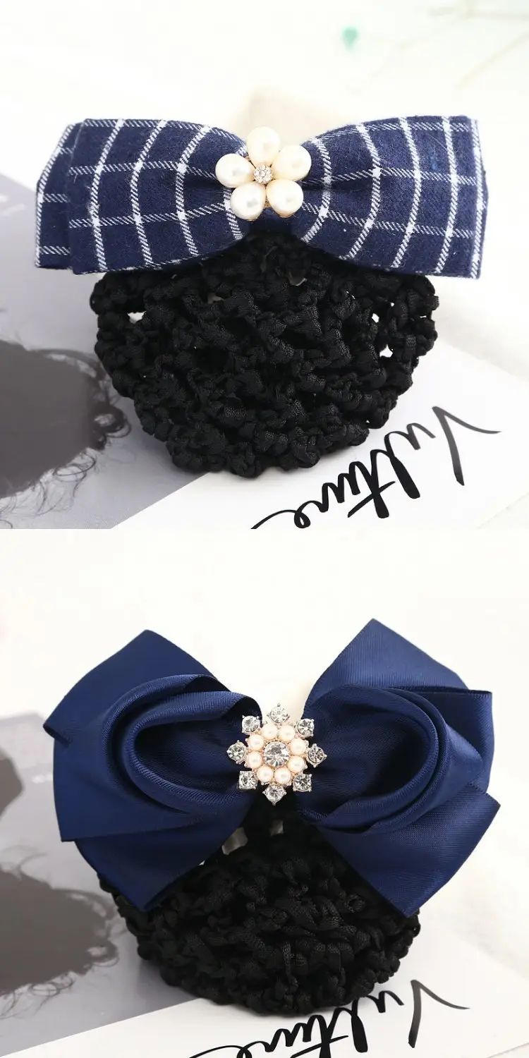 Maroon Bow Hair Net Pocket Female Flight Attendant Headwear — feature 10