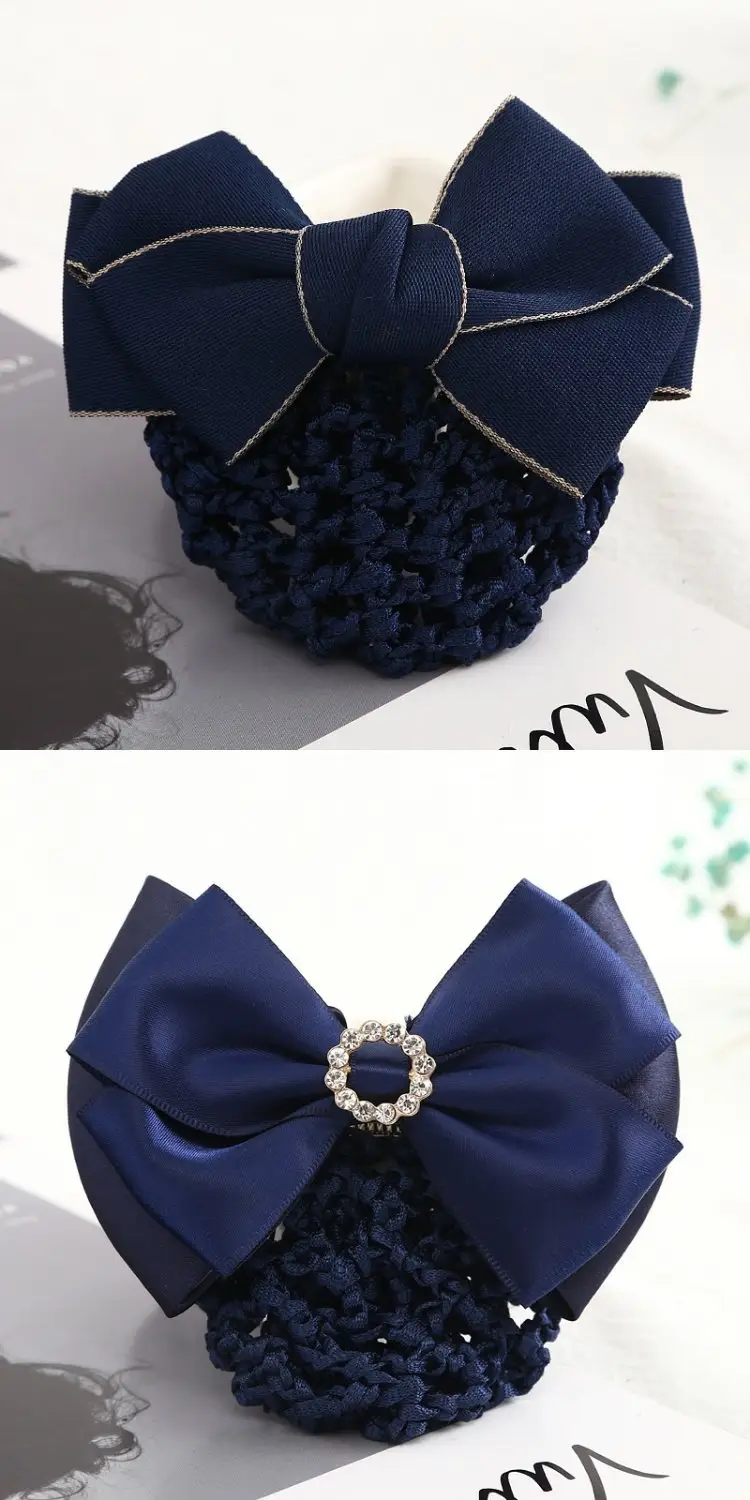 Maroon Bow Hair Net Pocket Female Flight Attendant Headwear — feature 11