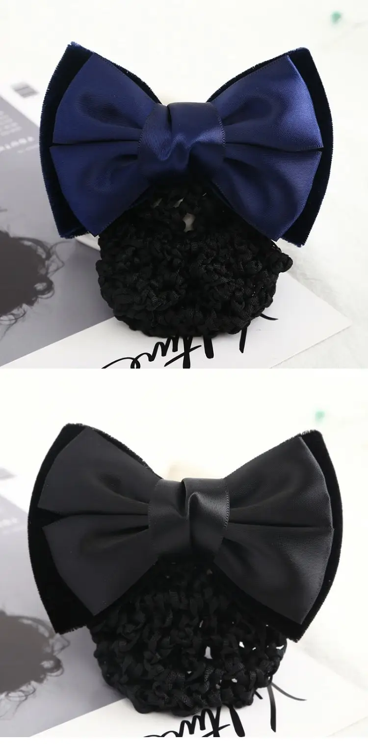 Maroon Bow Hair Net Pocket Female Flight Attendant Headwear — feature 20