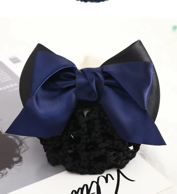 Maroon Bow Hair Net Pocket Female Flight Attendant Headwear — feature 9