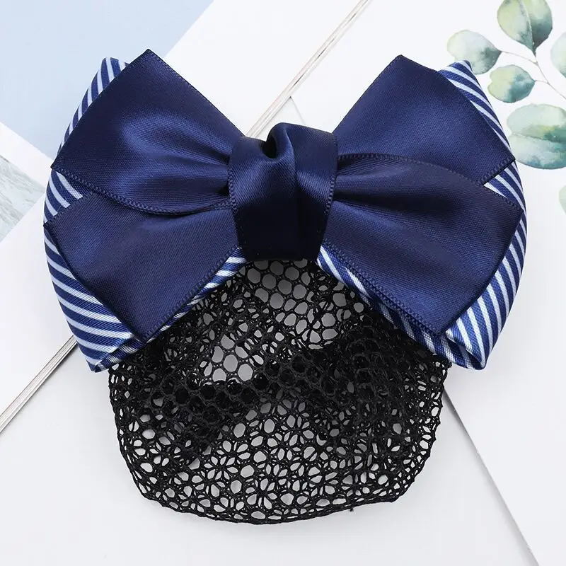 Maroon Bow Hair Net Pocket Female Flight Attendant Headwear - Image 10
