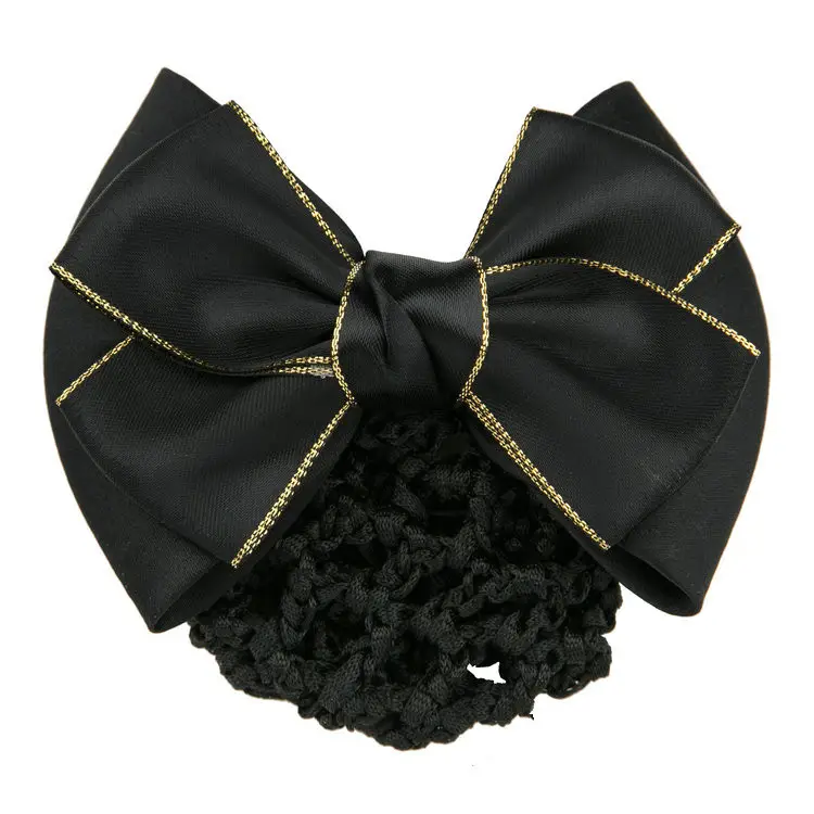 Maroon Bow Hair Net Pocket Female Flight Attendant Headwear - Image 11
