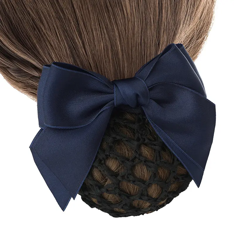Maroon Bow Hair Net Pocket Female Flight Attendant Headwear - Image 13