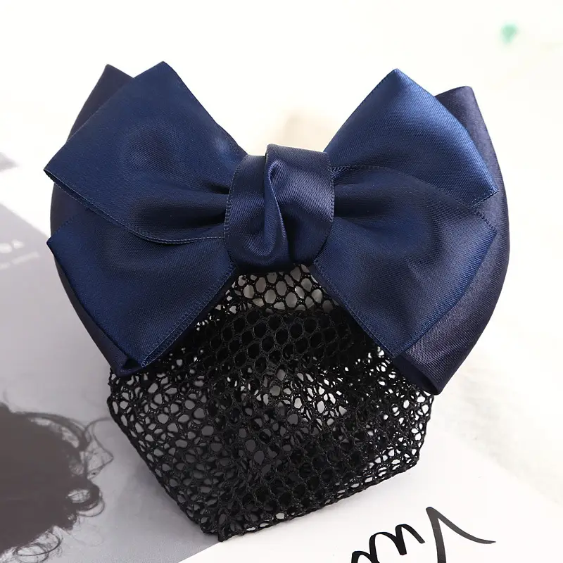 Maroon Bow Hair Net Pocket Female Flight Attendant Headwear - Image 15