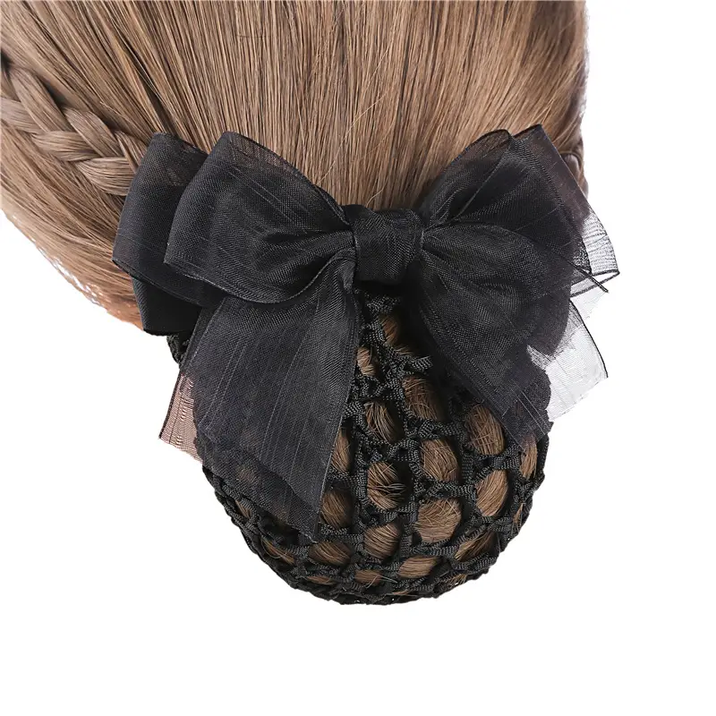 Maroon Bow Hair Net Pocket Female Flight Attendant Headwear - Image 17