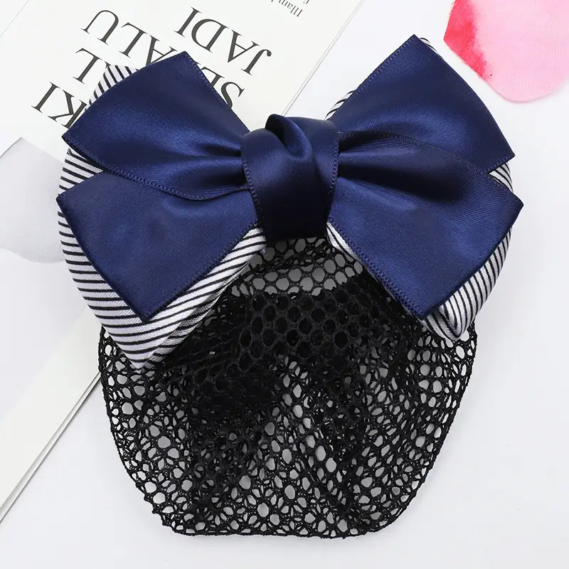 Maroon Bow Hair Net Pocket Female Flight Attendant Headwear - Image 21